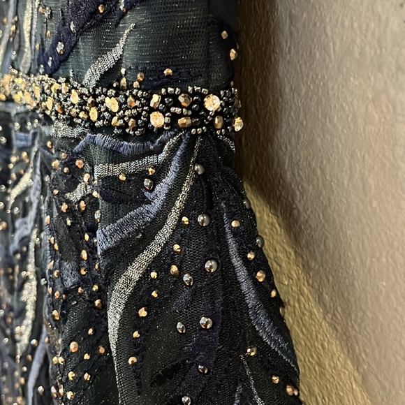 Mac Duggal EMBELLISHED TEA-LENGTH ILLUSION COCKTAIL DRESS NWT 11136 - Picture 9 of 13